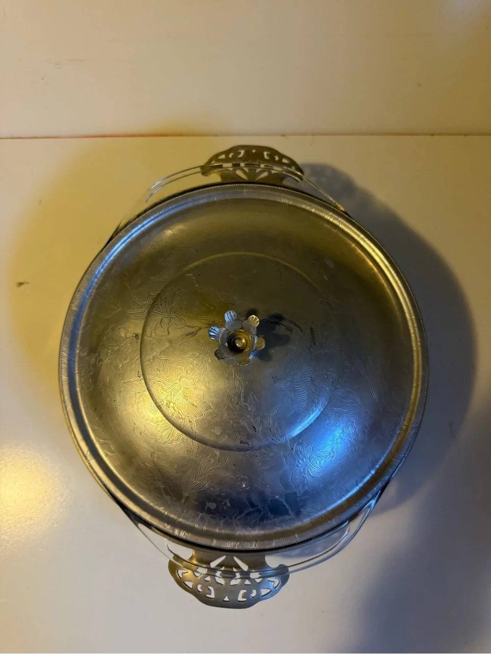 Vintage Forman Inc Brooklyn NY Pyrex 2 Qt Casserole Dish Silver Metal Holder Lid